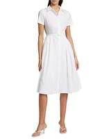 Belted Cotton-Blend Shirtdress