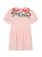 Little Girl's & Flower Puff-Sleeve T-Shirt Dress