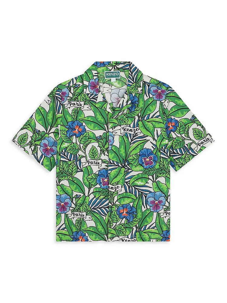 Little Boy's & Floral Cotton Short-Sleeve Shirt