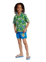 Little Boy's & Floral Cotton Short-Sleeve Shirt