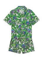 Little Boy's & Floral Cotton Short-Sleeve Shirt