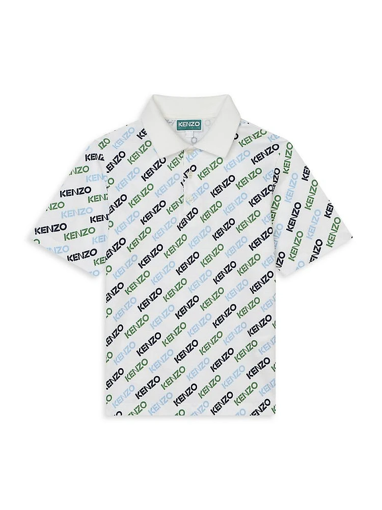 Little Boy's & Logo Print Jersey Polo Shirt