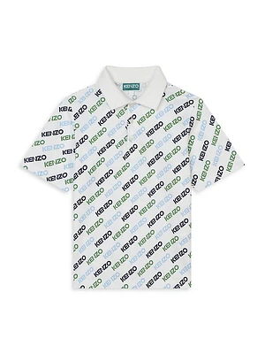 Little Boy's & Logo Print Jersey Polo Shirt