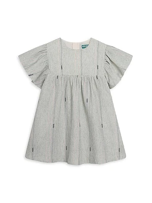 Little Girl's & Logo Dotted Cotton Dress