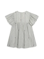 Little Girl's & Logo Dotted Cotton Dress