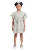 Little Girl's & Logo Dotted Cotton Dress