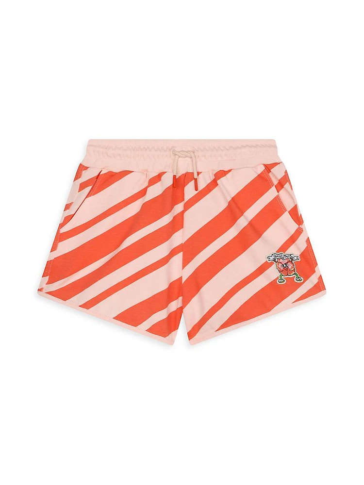 Little Girl's & Striped Sweat Shorts