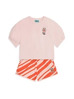 Little Girl's & Striped Sweat Shorts