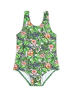 Little Girl's & Girl's Floral Print One-Piece Swimsuit