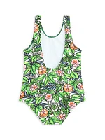 Little Girl's & Girl's Floral Print One-Piece Swimsuit