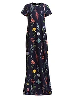 Adria Floral Stretch Crepe Gown