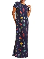 Adria Floral Stretch Crepe Gown