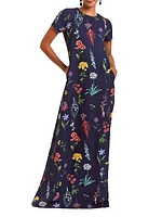 Adria Floral Stretch Crepe Gown