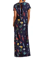 Adria Floral Stretch Crepe Gown