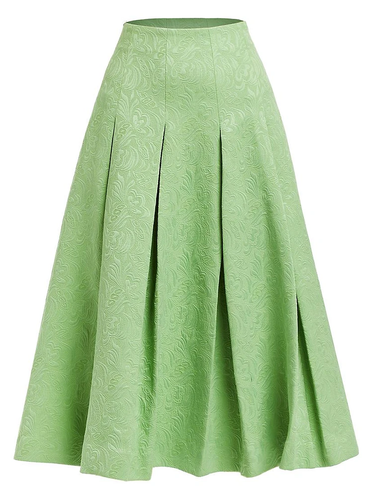 Seville Jacquard Pleated Midi-Skirt