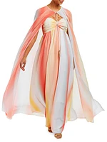 Margarita Ombré Chiffon Cape Gown