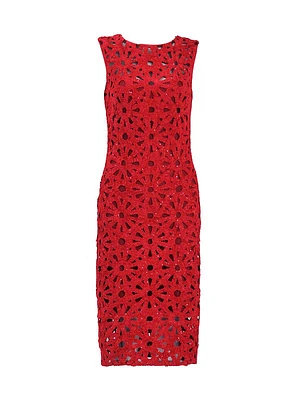 Floral Chenille Sleeveless Midi-Dress