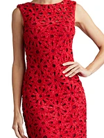 Floral Chenille Sleeveless Midi-Dress