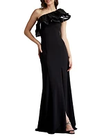 Ruffled One-Shoulder Gown