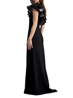 Ruffled One-Shoulder Gown