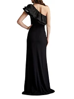 Ruffled One-Shoulder Gown