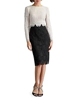 Two-Tone Lace Sheath Dress