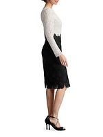 Two-Tone Lace Sheath Dress