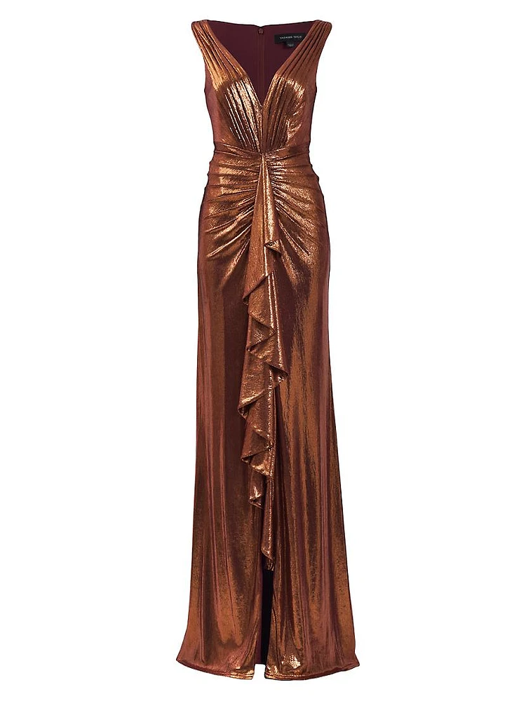 Metallic Jersey Draped Gown