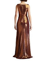 Metallic Jersey Draped Gown