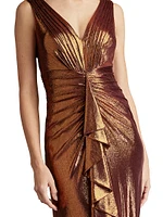 Metallic Jersey Draped Gown