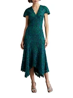 Embroidered Sequined Cocktail Dress