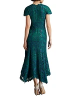 Embroidered Sequined Cocktail Dress