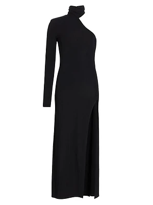 Rio One-Shoulder Turtleneck Midi-Dress