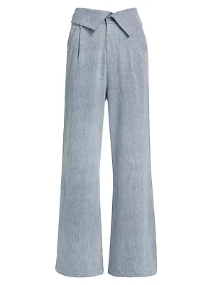 Jesse Wide-Leg Washed Denim Pants