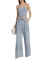 Jesse Wide-Leg Washed Denim Pants