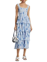 Floral Pleated Georgette Midi-Dress