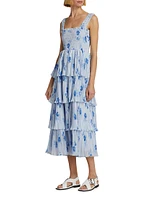 Floral Pleated Georgette Midi-Dress