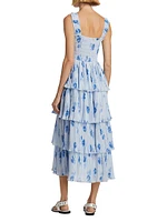 Floral Pleated Georgette Midi-Dress