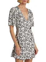 Floral Twill Wrap Minidress