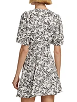 Floral Twill Wrap Minidress