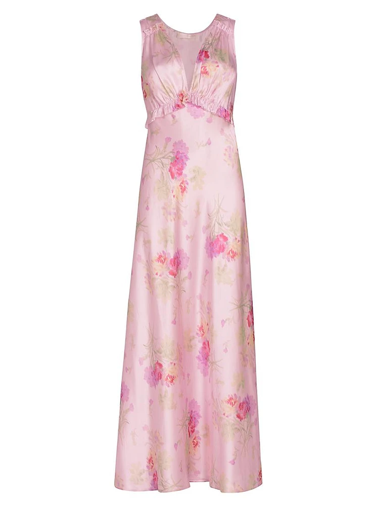 Suniva Floral Silk Maxi Dress