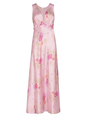 Suniva Floral Silk Maxi Dress