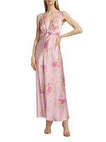 Suniva Floral Silk Maxi Dress