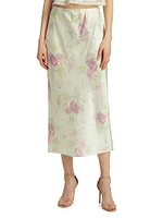 Castle Floral Satin Midi-Skirt