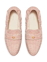 Leather-Trimmed Tweed Ballet-Style Loafers