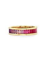 Under The Sea 14K Yellow Gold, Pink Sapphire & Amethyst Eternity Ring