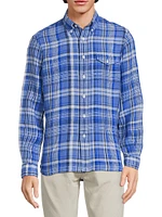 Plaid Long-Sleeve Linen Sport Shirt