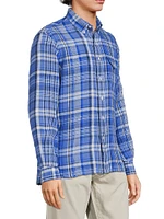 Plaid Long-Sleeve Linen Sport Shirt