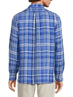 Plaid Long-Sleeve Linen Sport Shirt