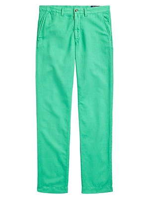 Linen & Cotton-Blend Flat-Front Pants